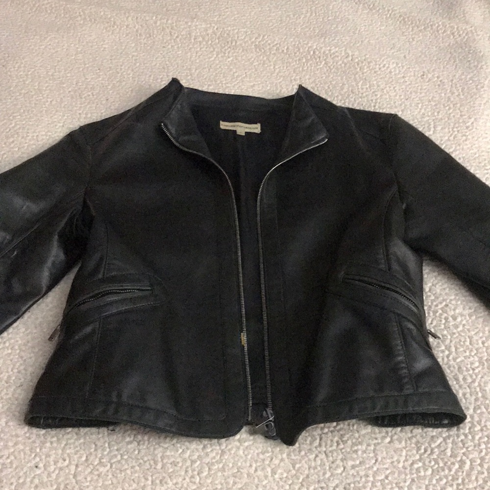 Black leather Emporio Armani sleek jacket